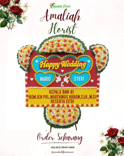Karangan Papan Bunga Pernikahan di Ciampel
